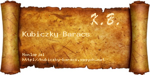 Kubiczky Baracs névjegykártya